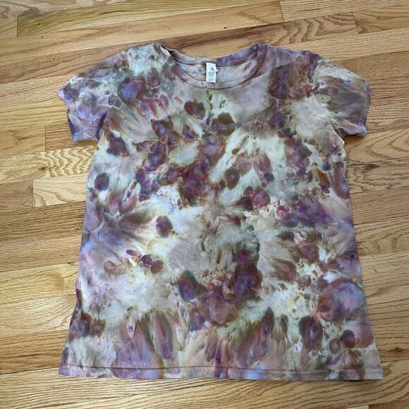 handmade tie dyed ladies tshirt XL neutral abstract organic - Picture 2 of 5